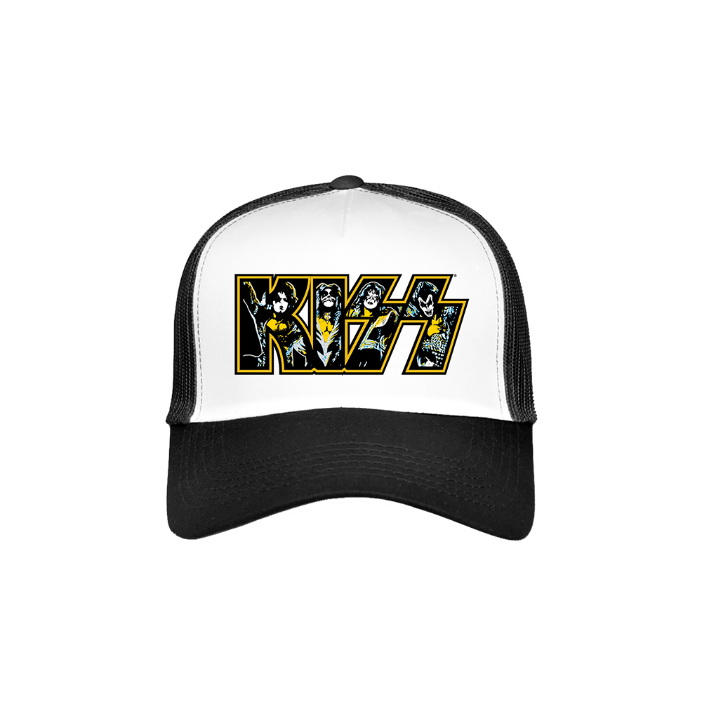 KISS NYC Pop Up Trucker Hat (White/Black)