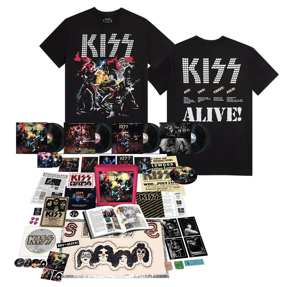 Alive! 50th Anniversary Super Deluxe 8LP + Blu-ray Audio + ALIVE! Track List T-Shirt