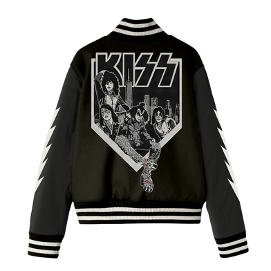 KISS NYC Pop Up Leather Varsity Jacket -back