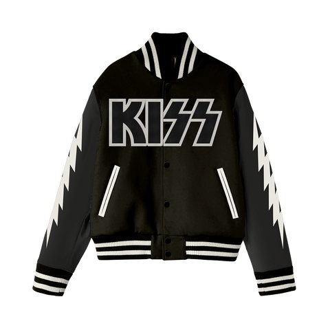 KISS NYC Pop Up Leather Varsity Jacket