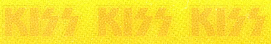 Repetitive text 'KISS' on a yellow background