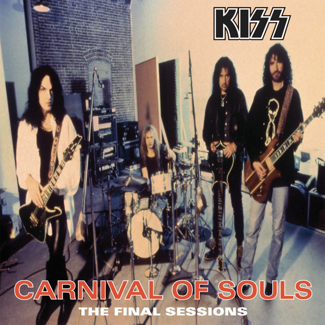 Album cover for 'Carnival of Souls: The Final Sessions' featuring band members in street clothes and no makeup in a studio setting.