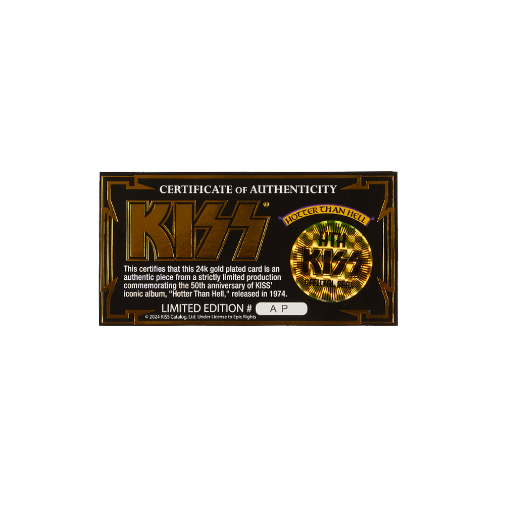Hotter Than Hell 50th Commemorative Gold Plated Trading Card - KISS Official Store Hotter Than Hell 50th Commemorative Gold Plated Trading Card - KISS Official Store