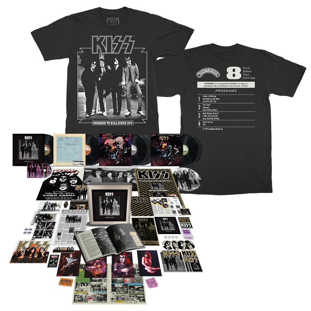 Dressed To Kill Super Deluxe 8LP + Blu-ray Audio + Dressed To Kill Since 1975 T-Shirt