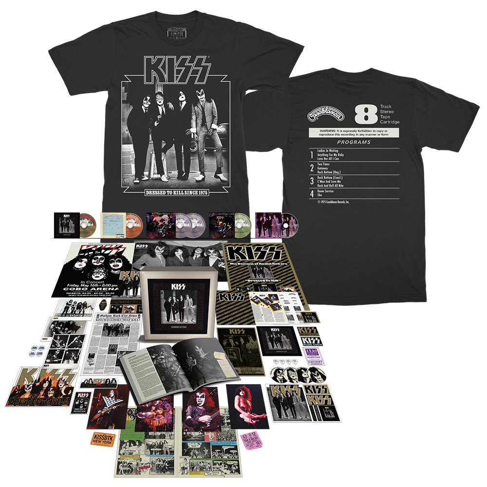Dressed To Kill 50th Anniversary Super Deluxe 5CD + Blu-ray Audio + Dressed To Kill Since 1975 T-Shirt