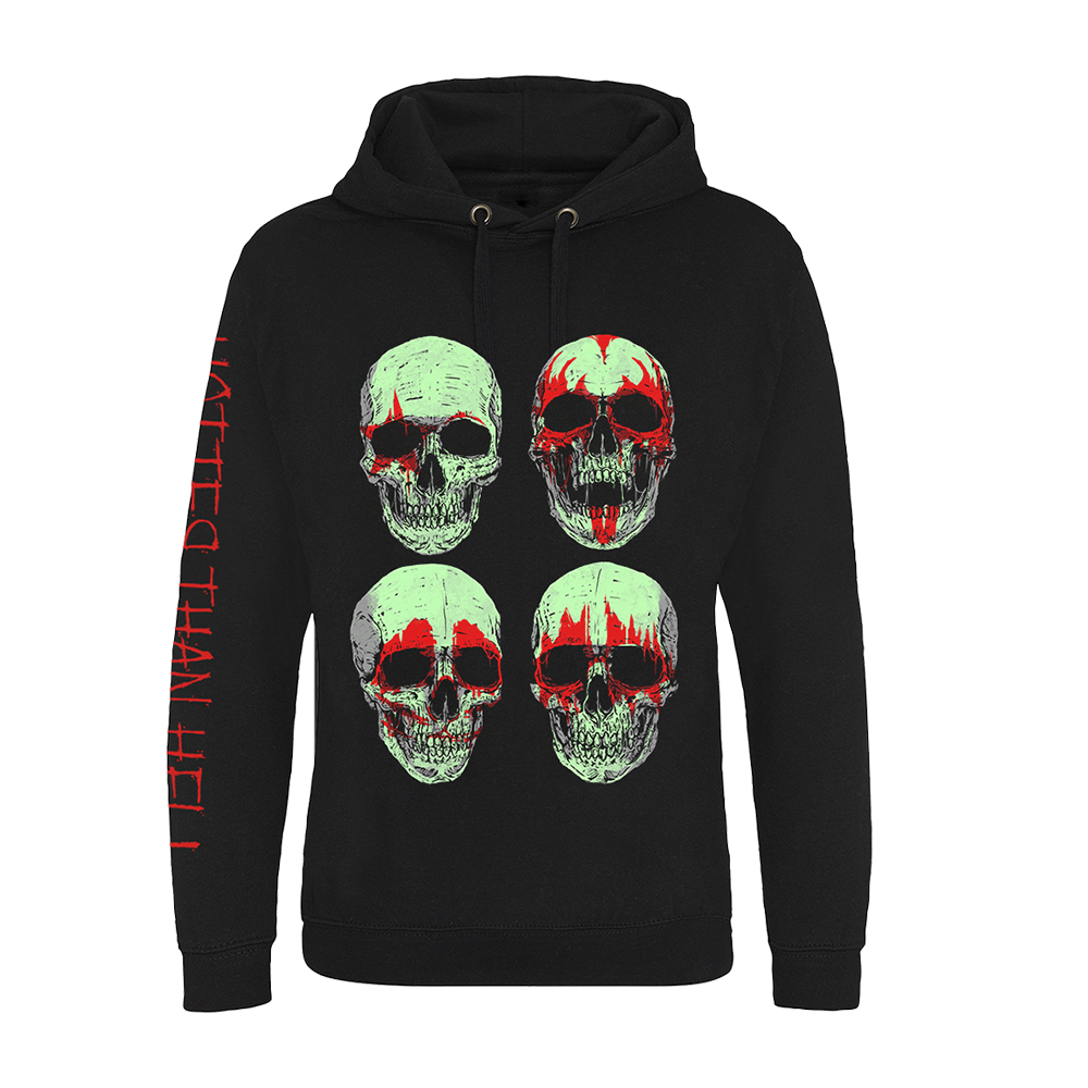 Glow in the Dark Hotter Than Hell Skulls Hoodie Front