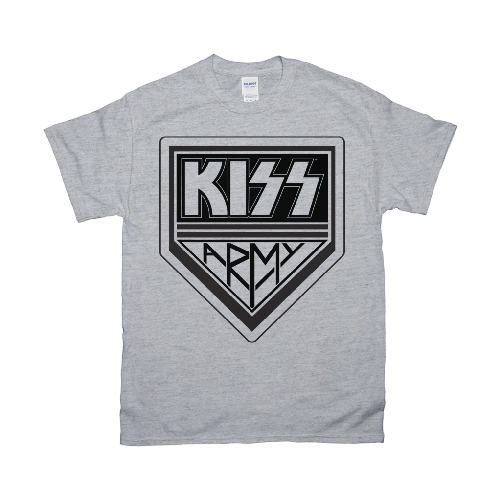 KISS Army Black Logo T-Shirt Sports Grey