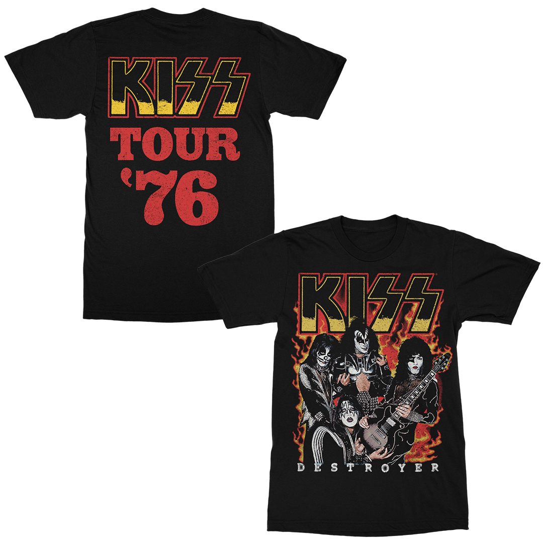 T-shirt Officiel Kiss Destroyer Tour 78 – Homme/Unisexe – Gris Coton 100%