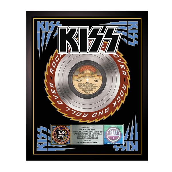 Personalized Platinum Rock And Roll Over Record Award Kiss Official Store