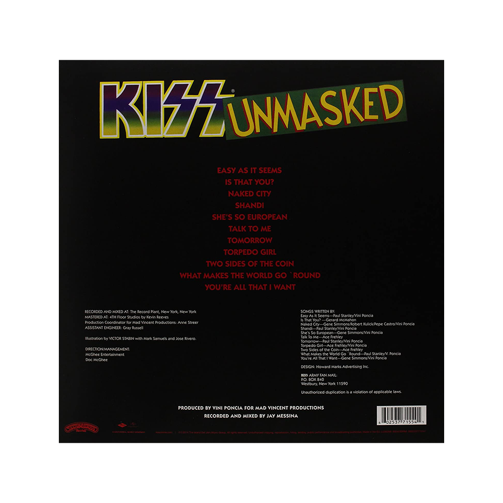 Unmasked LP - KISS Official Store